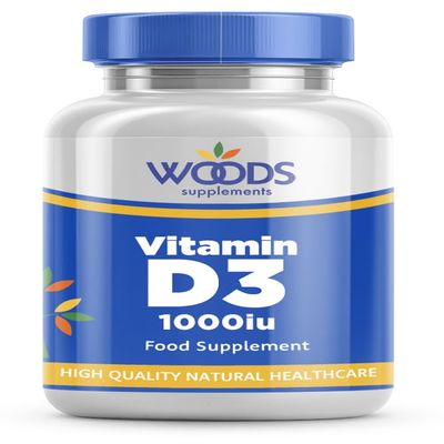 Woods Supplements - Vitamin D3 1000iu 180x Tablets of High Strength Vitamin D Supplement for Healthy Bones & Teeth. Contributes to Immune Support and Normal Muscle Function