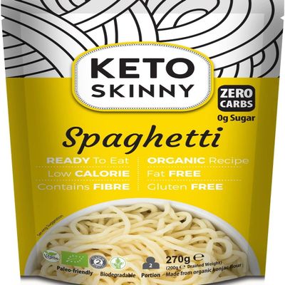Keto Skinny Spaghetti (Pack of 1, 270g) | Organic Konjac Flour Shirataki | Zero Carb Spaghetti | Low Calorie | Vegan | Gluten Free | Keto & Paleo Friendly | Ready to Eat Konjac Noodle Alternative