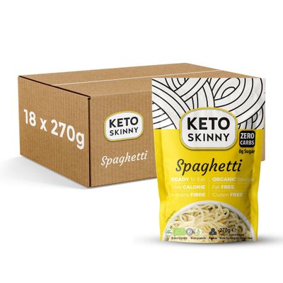 Keto Skinny Spaghetti (Pack of 18, 270g) | Organic Konjac Flour Shirataki | Zero Carb Spaghetti | Low Calorie | Vegan | Gluten Free | Keto & Paleo Friendly | Ready to Eat Konjac Noodle Alternative