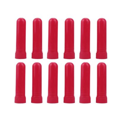 50 Pack Essential Oil Blank Nasal Inhaler Tubes Refillable Nasal Inhaler Blanks with Unscented WicksRed