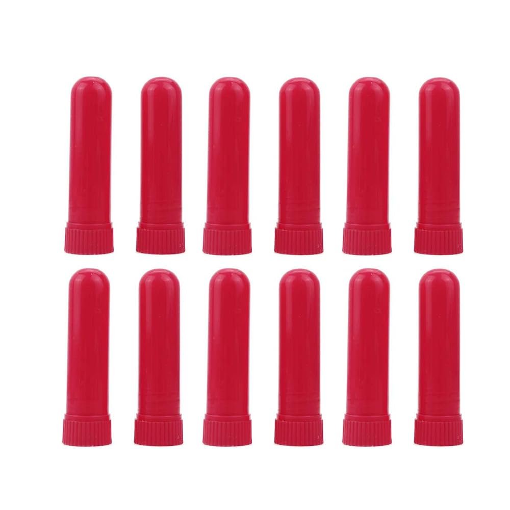 50 Pack Essential Oil Blank Nasal Inhaler Tubes Refillable Nasal Inhaler Blanks with Unscented WicksRed
