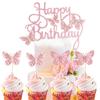 13PCS Butterfly Glitter Paper Cake Topper: Birthday Cake Cupcake Decoration Pick view 1