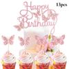 13PCS Butterfly Glitter Paper Cake Topper: Birthday Cake Cupcake Decoration Pick view 2