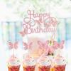 13PCS Butterfly Glitter Paper Cake Topper: Birthday Cake Cupcake Decoration Pick view 3