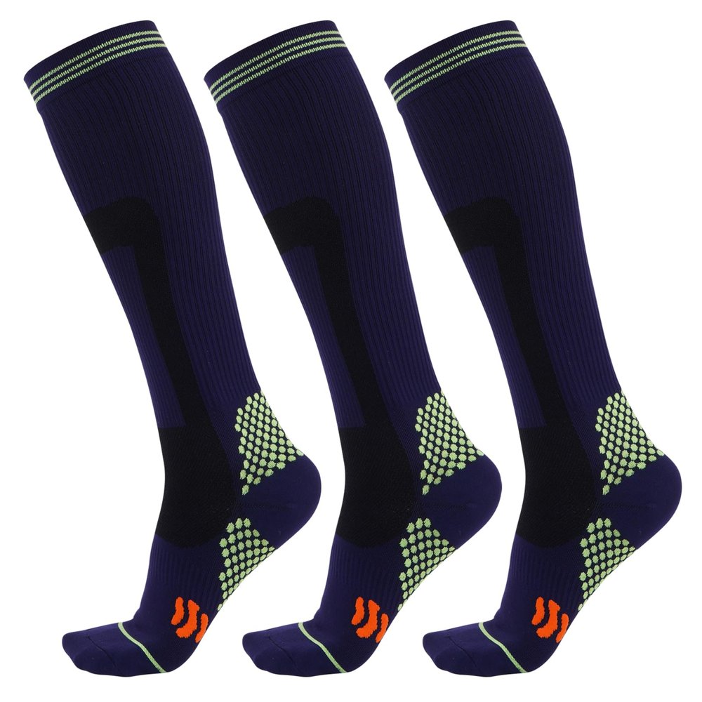 Evolyline 3 Pairs Medical Compression Socks for women & MenKnee High Compression Socks Men Flight Socks for MenCirculation Compression Stockings Varicose Veins Socks for Flying Running Sports Travel