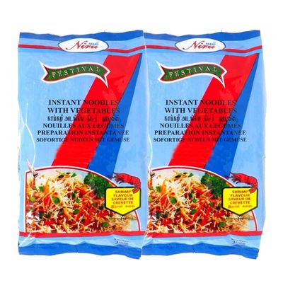 Niru's Festival Instant Noodles With Vegetables, Quick and Easy Meal with a Perfect Blend of Flavor, Authentic Flavorful Instant Noodles - Shrimp Flavour, 300g (Pack of 2)