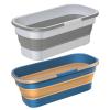 1/2 Foldable Mop Bucket - 10 Litre Water Basin, Multi-Function Rectangular Cleaning Bucket | Wash Bucket with Wheels and 2 Handles, Mop Cleaning Basin view 1