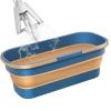 1/2 Foldable Mop Bucket - 10 Litre Water Basin, Multi-Function Rectangular Cleaning Bucket | Wash Bucket with Wheels and 2 Handles, Mop Cleaning Basin view 3