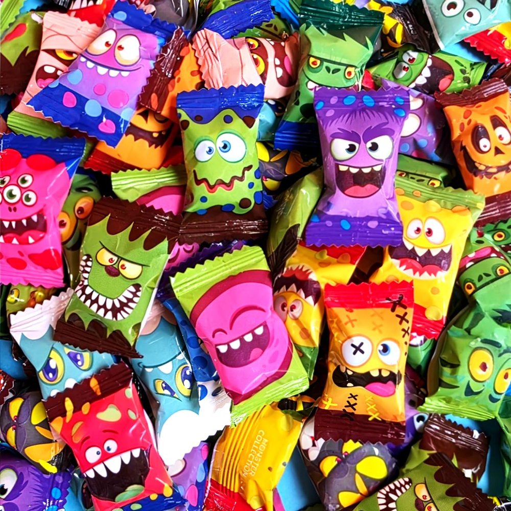 100 ASSORTED FIZZY SOUR HARD BOILED SWEETS CANDIES MONSTER KIDS PARTY MIX SHARING HALLOWEEN TREATS  HALAL  GLUTEN FREE  NO ARTIFICIAL COLOURS  PREMIUM ITALIAN  BULK 500g  BY GARDEN GLAZE