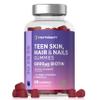 Hair Skin Nail Gummies for Teens | 60 Count | Raspberry Flavour | 5000ug of Biotin for Hair Growth | with Folic Acid, Inositol, Choline & More | Suitable for Vegans | by Horbaach view 1