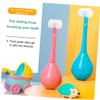 Beaupretty Childrens Manual Toothbrush Set 2pcs Supple Soft Bristles, Three-Sided Design for Effective Teeth Cleaning, Portable Kids Dental Care Tool for Toddlers in Pink and Blue view 3