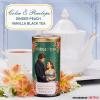 The Republic of Tea Bridgerton Colin & Penelope Ginger Peach Vanilla Tea, 36 tea bags in metal tin - Fruity black tea with peach and vanilla in a metal box with Bridgerton look view 2