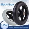 2Pcs Front Wheelchair Wheel Tire Replacement, Lightweight Caster Solid Tires Front Wheel, Replacement Wheels For Wheelchair Walkers 6" 7" 8", Black/grey Replacement Rollator Accessories view 3