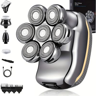 Electric Razor for Men, 5 in 1 Men's Electric Head Shaver Razor Rechargeable Cordless Hair Shaving Razors for Bald Man Waterproof Wet Dry Beard Trimmer