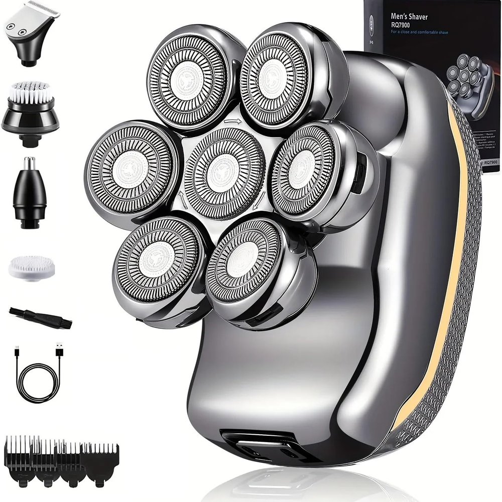 Electric Razor for Men, 5 in 1 Men's Electric Head Shaver Razor Rechargeable Cordless Hair Shaving Razors for Bald Man Waterproof Wet Dry Beard Trimmer