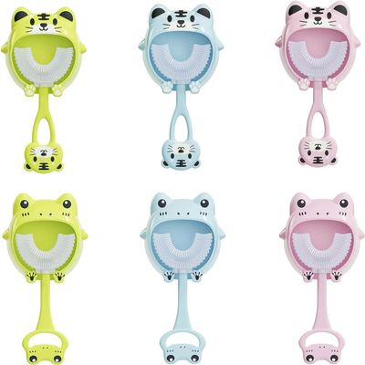 6 Children's U-Shaped Toothbrushes 2-12 Years Old Children's Soft Fur Soft Glue Mouth Cleaning Brush Teeth Small Tiger Small Frog