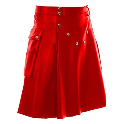 Duohropke Leather Skirt Kilt Men's Scottish Skirt Men's Skirt Utility Male Traditional Classic Retro Skirt Medieval Scotland Pleated Skirts PU Leather Scottish Kilt, red, XXXXL