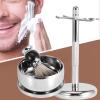 Alloy Shaving Stand Holder Brush Kit with Faux Hair for Soap Mug Bowl view 4