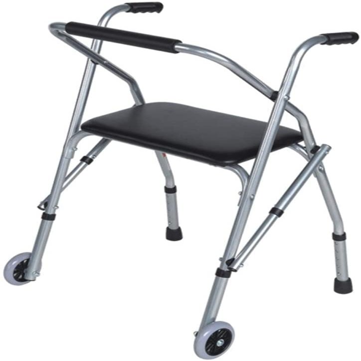 SSRURYWZ Folding .99 with 2 Wheels and Seat for Seniors, All Terrain Lightweight Adjustable Height Elderly Medical Mobility Rolling .99
