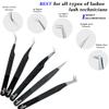KINZO Lash Tweezers for Eyelash Extensions Tweezers Set of 5, Japanese Stainless Steel, Straight Curved 45 90 Degree Volume Eyelash Tweezers (Balck, 5 pcs Set) view 2
