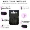 KINZO Lash Tweezers for Eyelash Extensions Tweezers Set of 5, Japanese Stainless Steel, Straight Curved 45 90 Degree Volume Eyelash Tweezers (Balck, 5 pcs Set) view 3