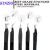KINZO Lash Tweezers for Eyelash Extensions Tweezers Set of 5, Japanese Stainless Steel, Straight Curved 45 90 Degree Volume Eyelash Tweezers (Balck, 5 pcs Set) view 4