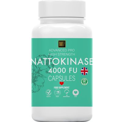 Nattokinase 120 Capsules | 4000FU | High Strength Japanese Natto | Heart Health & Circulation, Vegan, No Fillers, No Binders Non GMO Digestive Enzymes