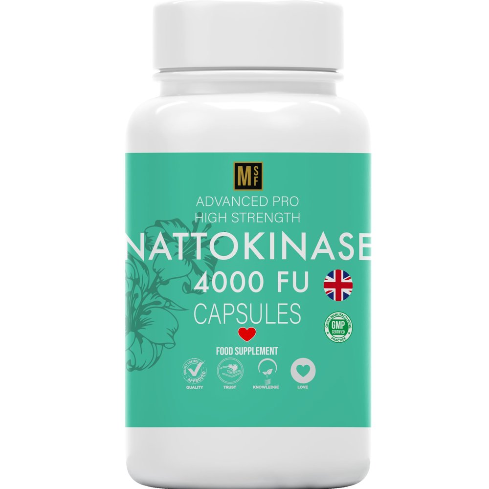 Nattokinase 120 Capsules | 4000FU | High Strength Japanese Natto | Heart Health & Circulation, Vegan, No Fillers, No Binders Non GMO Digestive Enzymes