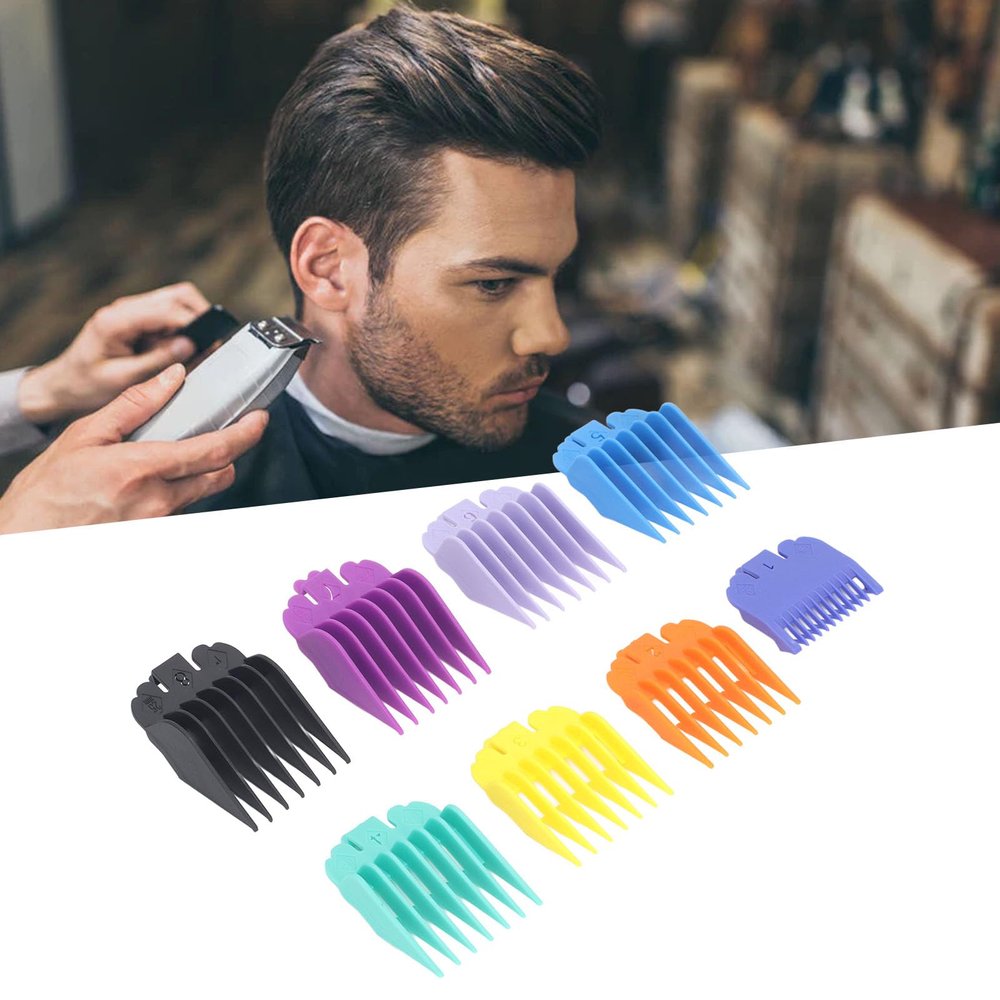 8 PCS Hair Clipper Combs Guides, Professional Razors Oil Head Gradient Push Clipper, Color Coded Clipper Combs Replacement for Clippers/Trimmers