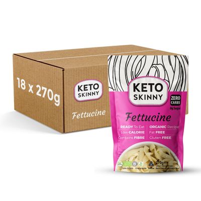 Keto Skinny Fettuccine (Pack of 18, 270g) Made from Organic Konjac Flour, Paleo Friendly - Zero Sugar & Carbohydrate, Shirataki, Low Calorie Food