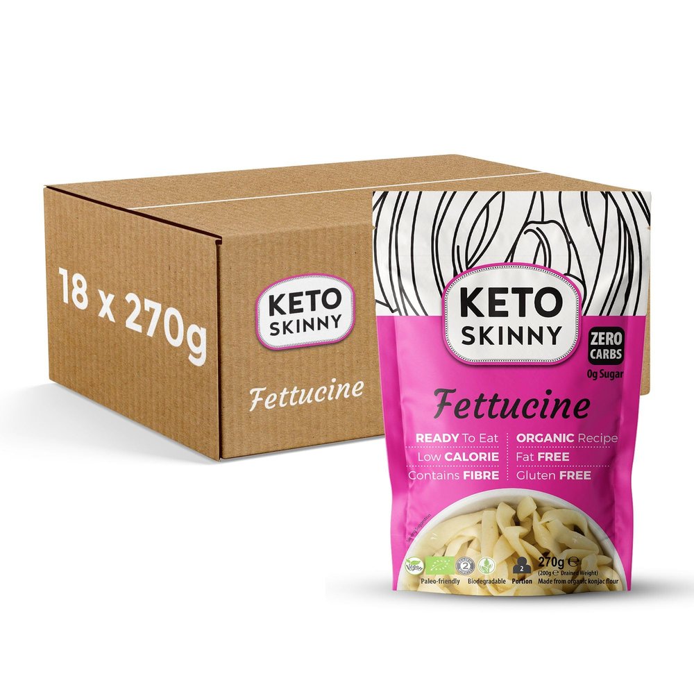 Keto Skinny Fettuccine (Pack of 18, 270g) Made from Organic Konjac Flour, Paleo Friendly - Zero Sugar & Carbohydrate, Shirataki, Low Calorie Food