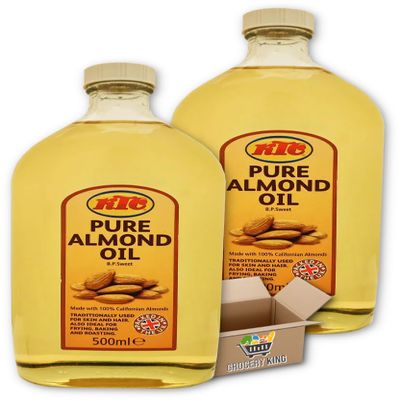 KTC Pure Almond Oil 2x500ml | Skin Care, Moisturizing, Massage, Cooking, Baking Grocery King