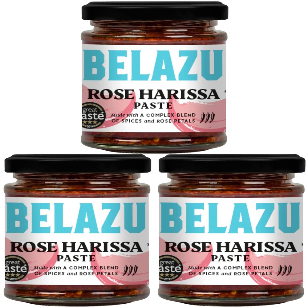Belazu Rose Harissa Paste 130g Pack of 3 - Authentic North African Spice Blend for Exquisite Culinary Creations!