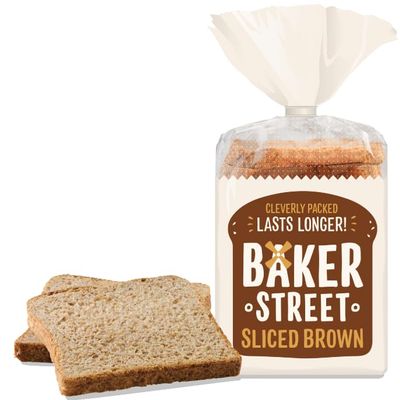 Baker Street Brown Sliced loaf | Wholesome and Delicious Wholemeal Bread | Healthy and Nutritious | Long Life Freshness | Simple & Tasty (9 Pack)