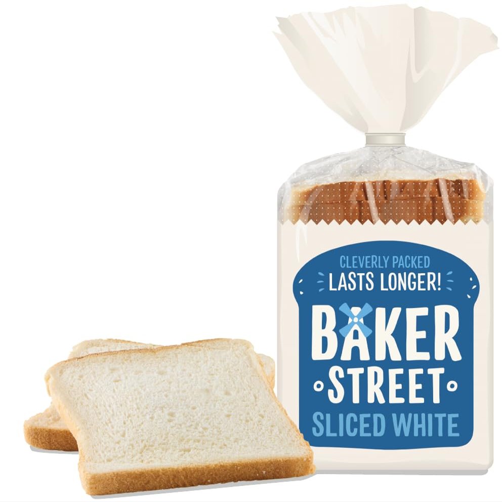 Baker Street White Sliced loaf | Wholesome and Delicious Wholemeal Bread | Healthy and Nutritious | Long Life Freshness | Prefect for almost everything (2 Pack)