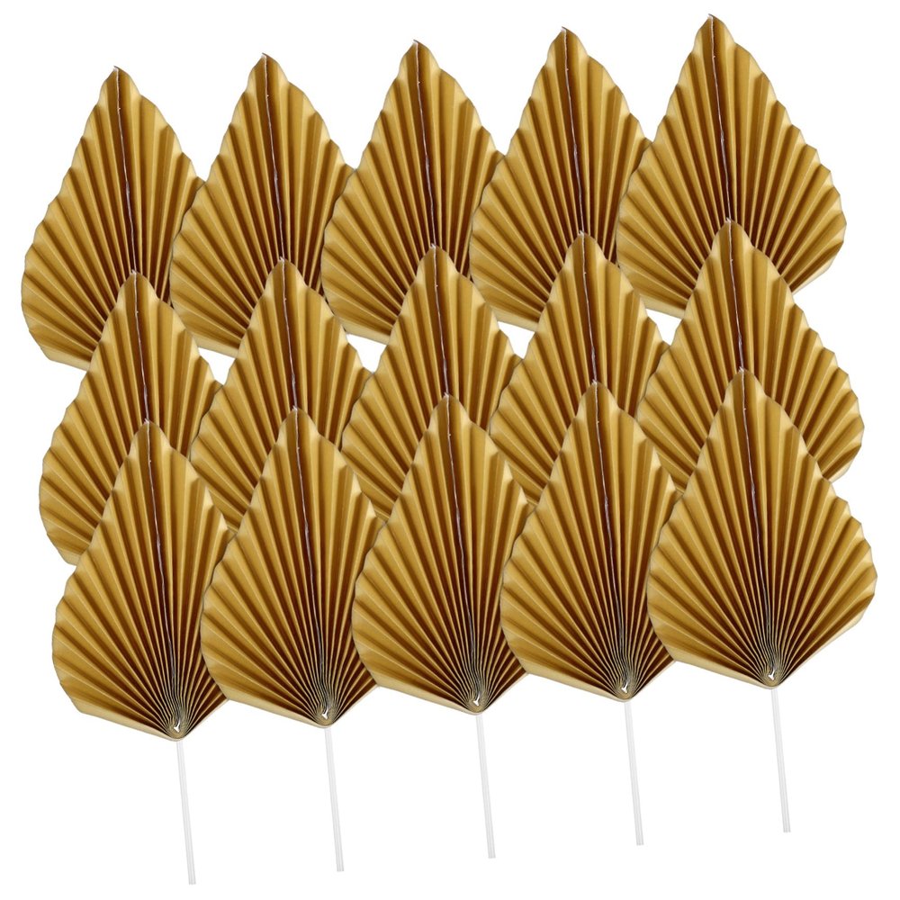 BCOATH DIY Cake Decor 24pcs Leaf Folding Fan Shaped Picks Party Cupcake Toppers Boho Style