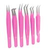 Abdul of Sialkot Fiber Tips Volume Tweezers for Eyelash Extensions, Set of 6,Volume Boot, Made with Perfection Micro Tip (6 Piece Set (Fiber Tip Gulabi Pink) view 1