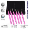 Abdul of Sialkot Fiber Tips Volume Tweezers for Eyelash Extensions, Set of 6,Volume Boot, Made with Perfection Micro Tip (6 Piece Set (Fiber Tip Gulabi Pink) view 3