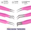 Abdul of Sialkot Fiber Tips Volume Tweezers for Eyelash Extensions, Set of 6,Volume Boot, Made with Perfection Micro Tip (6 Piece Set (Fiber Tip Gulabi Pink) view 4