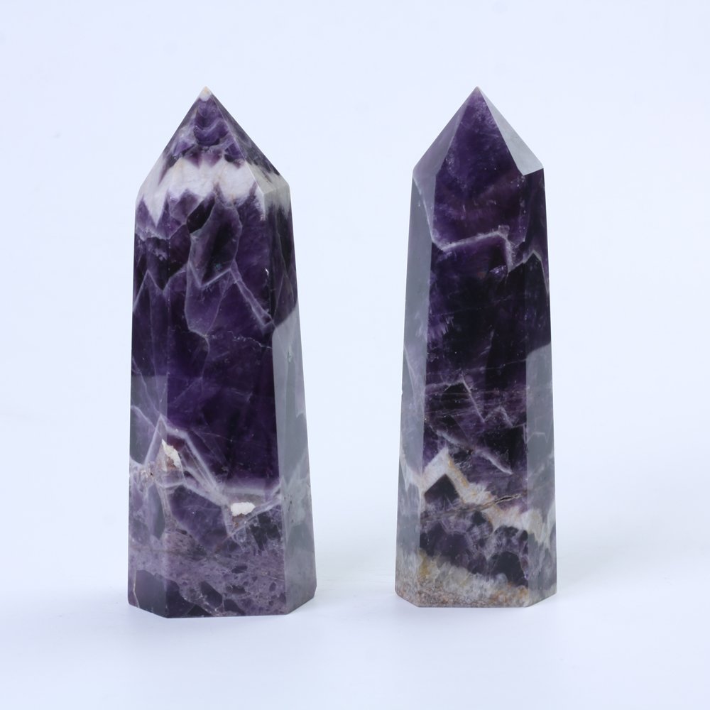 EKFBQBGW 2pcs Natural Crystals Rock Dream Amethyst Points 4.72Inch to 4.96inch Home Collections
