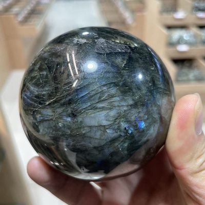 EKFBQBGW Home Natural Crystal Labradorite Ball Quartz Massage Polished Exquisite Room Decor Moonstone Home Collections (Color : Labradorite Ball, Size : 50-60mm)