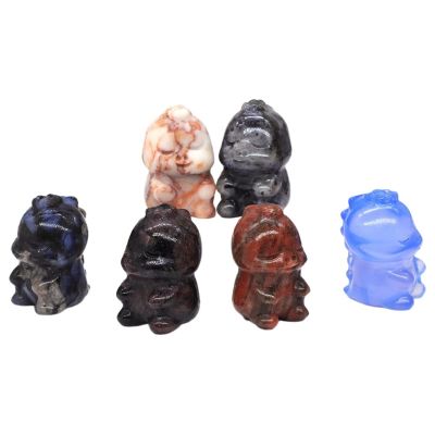 1-20PC 28mm Cute Mini Dinosaur Statue Stone Crystal Carved Gemstone Figurine Crafts Home Decoration Festival Gifts Wholesale Natural stones (Color : Mix Random Stones, Size : 1 PCS) Home Collections (