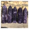 EKFBQBGW 5PCS Natural LEPIDOLITE Crystal Hexagon Wand Single Point Lilacs Stone Tower for Decoration Home Collections view 1