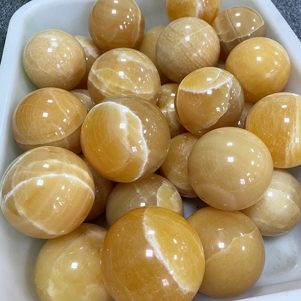 EKFBQBGW Nature Orange Calcite Spheres Stone Quartz Balls Beautiful Home Collections (Size : White)