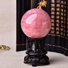 EKFBQBGW 8-9cm Natural Crystal Rose Quartz Ball Stone Ornaments Ball Home Decoration Stone Free Wooden Frame Gift Home Collections view 2