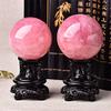 EKFBQBGW 8-9cm Natural Crystal Rose Quartz Ball Stone Ornaments Ball Home Decoration Stone Free Wooden Frame Gift Home Collections view 3