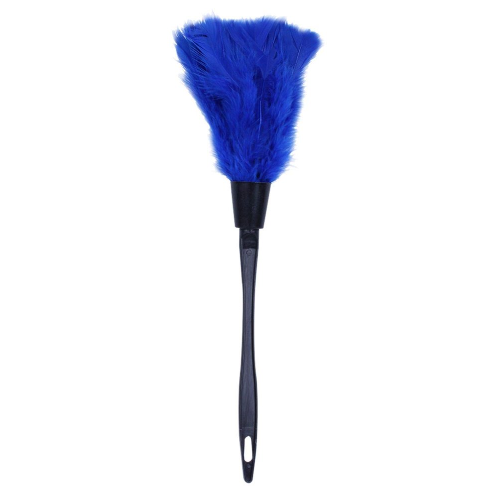 iFutniew 1pc Fashion Turkey Feather Duster with Black Plastic Handle Cleaning Tool(blue)35cm