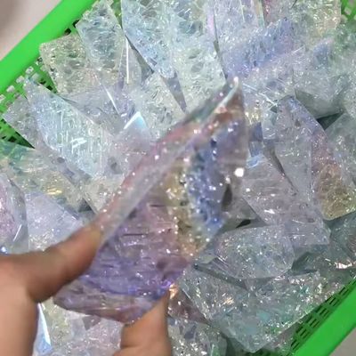 Natural crystal rough Freeform Angel Popcorn Crystal Natural Clear White Quartz Rainbow Electroplated Smooth Palm Ornaments Cute Room Decorations for Decoration, Stone Generator Home Collections (Siz