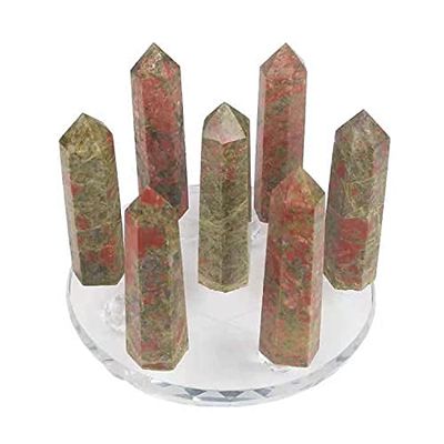 EKFBQBGW 1 Set Natural Seven Star Array Flower Emerald Quartz Crystal Epidote Stone Point Home Collections