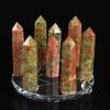 EKFBQBGW 1 Set Natural Seven Star Array Flower Emerald Quartz Crystal Epidote Stone Point Home Collections view 3